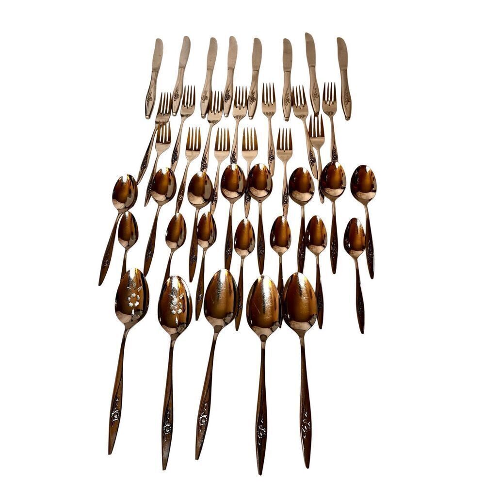 Oneida Lasting Rose Oneidacraft Deluxe Stainless Flatware Silverware Discontinue